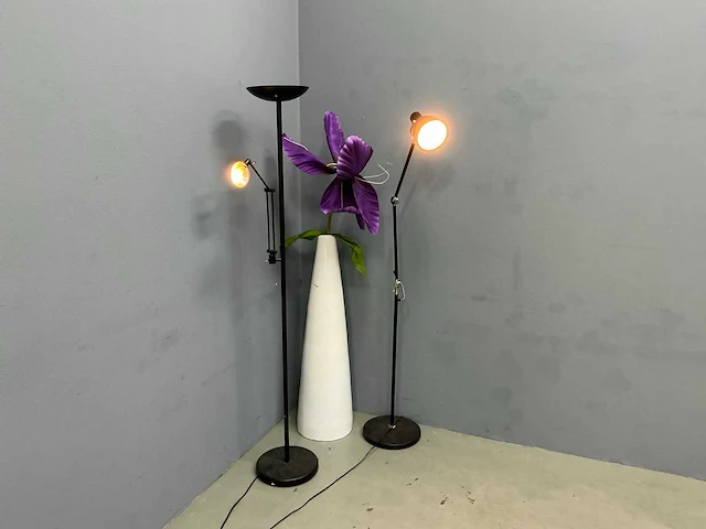 Vloerlamp (2x) met kunstplant met pot - afbeelding 3 van  9