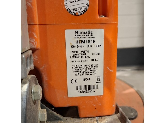 Vloerschuurmachine roterend - 230v numatic, hfm 1515, bouwjaar 2016 - afbeelding 2 van  10
