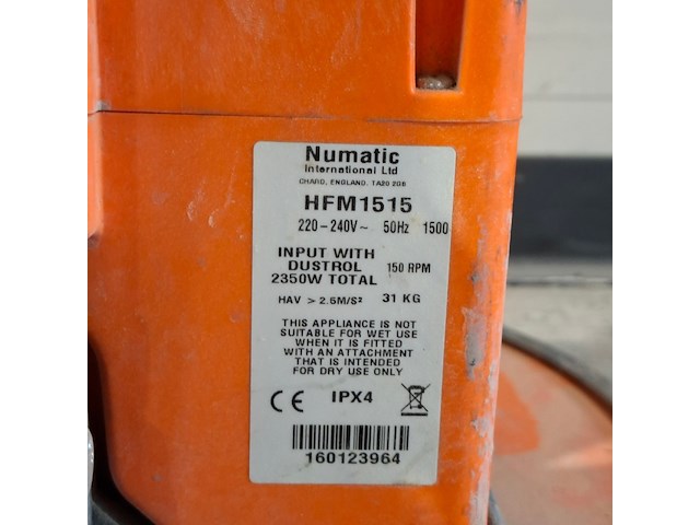 Vloerschuurmachine roterend - 230v numatic, hfm 1515, bouwjaar 2016 - afbeelding 7 van  7