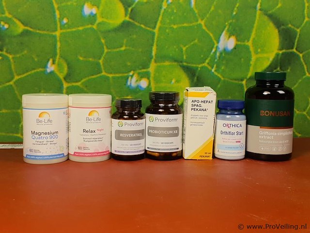 Voedingssupllementen, diverse soorten o.a. magnesium quatro 900, relax nights, resveratrol & probioticum x3 - afbeelding 1 van  24