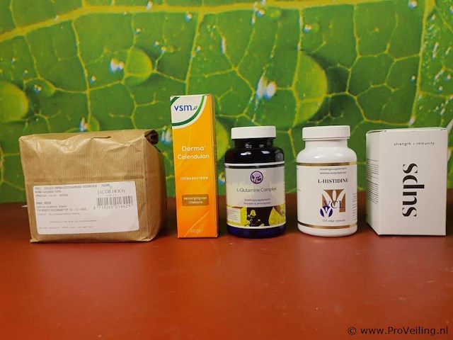 Voedingssupplementen, diverse soorten o.a. kruidenextract galega herba/geitenkruid gesneden, l-histidine & l-glutamine complex - afbeelding 1 van  18