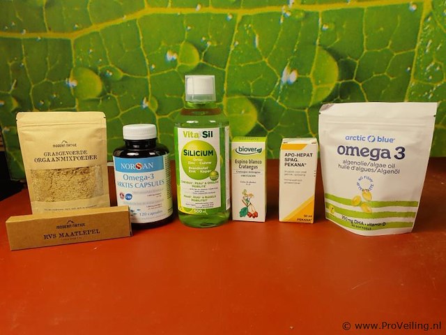 Voedingssupplementen, diverse soorten o.a. organmixpoeder, omega-3 & apo-hepat spag. pekana - afbeelding 1 van  20