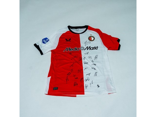 Voetbalshirt - feyenoord castore, rood/wit, gesigneerd, xl - afbeelding 1 van  2