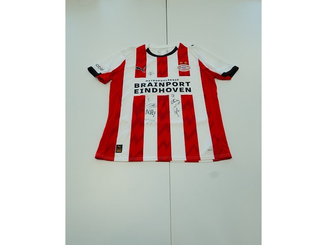 Voetbalshirt - psv puma, rood/wit, gesigneerd, m - afbeelding 1 van  2