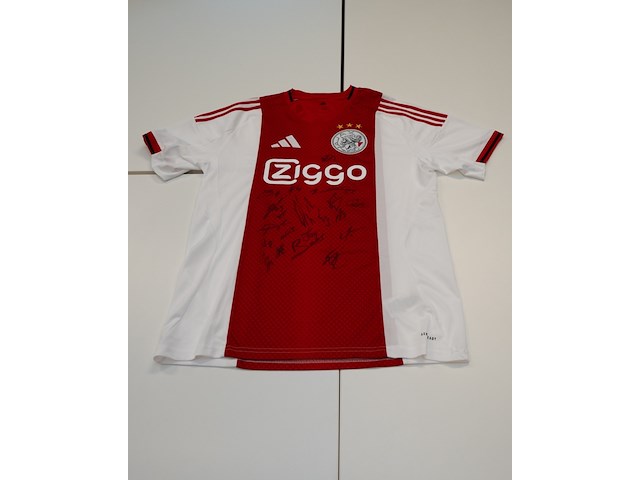 Voetbalshirt ajax adidas, rood/wit, gesigneerd, l - afbeelding 2 van  2