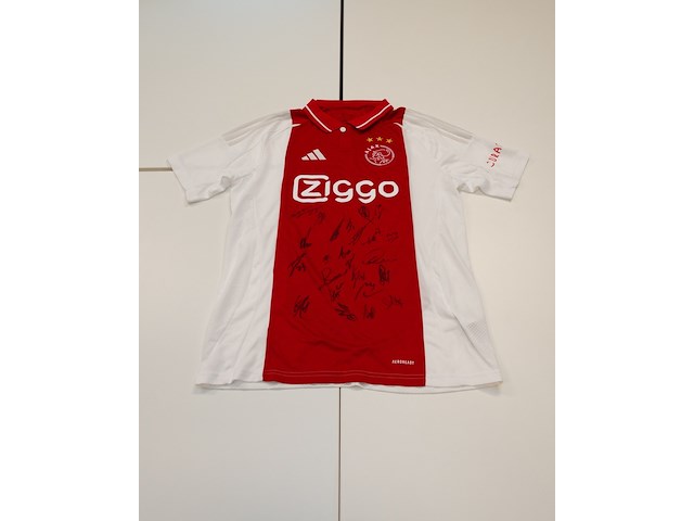 Voetbalshirt ajax adidas, rood/wit, gesigneerd, m - afbeelding 1 van  2