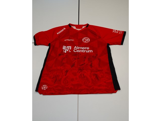 Voetbalshirt almere city craft, rood, gesigneerd, l - afbeelding 1 van  2