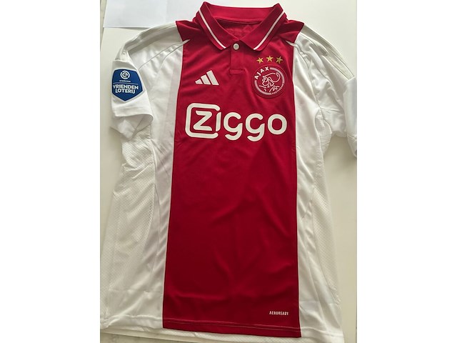 Voetbalshirt mika godts - ajax, adidas, rood/wit, gesigneerd, m - afbeelding 1 van  2
