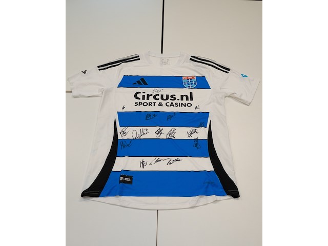 Voetbalshirt pec zwolle adidas, blauw/wit, gesigneerd, m - afbeelding 1 van  2
