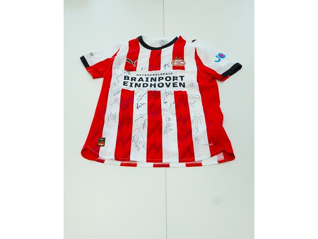 Voetbalshirt psv, puma, rood/wit, gesigneerd, m - afbeelding 1 van  2
