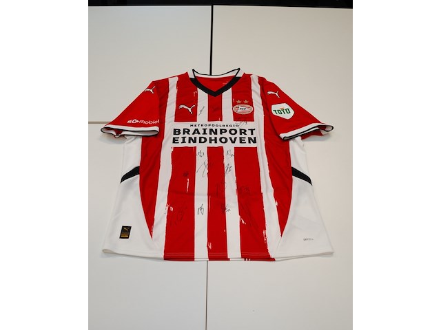 Voetbalshirt psv puma, rood/wit, gesigneerd, m - afbeelding 1 van  2