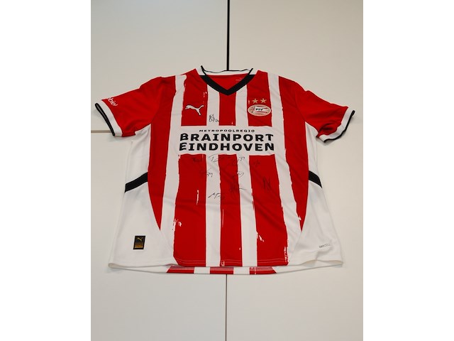 Voetbalshirt psv puma, rood/wit, gesigneerd, m - afbeelding 1 van  2