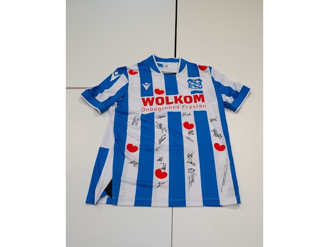 Voetbalshirt sc heerenveen macron, blauw/wit, gesigneerd, xl - afbeelding 1 van  2