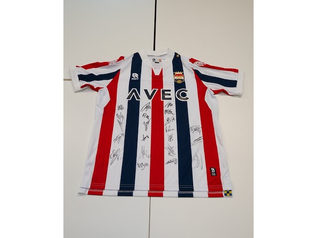Voetbalshirt willem ii robey, rood/wit/blauw, gesigneerd, s - afbeelding 1 van  2