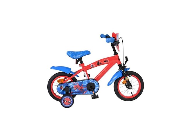 Volare spiderman kinderfiets jongens 12 inch blauw/rood - afbeelding 1 van  3