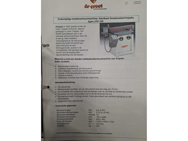 Volpato - 2008 - lvo120 - bandschuurmachine - afbeelding 6 van  6