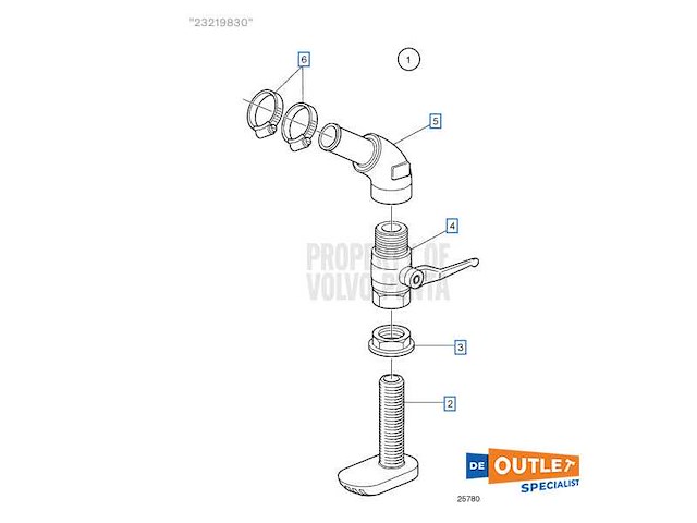 Volvo penta cooling water inlet kit bronze 2.5 inch - 23219830 - afbeelding 2 van  6