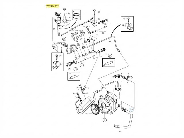 Volvo penta fixed fuel return connection hose - 21967719 - afbeelding 1 van  4
