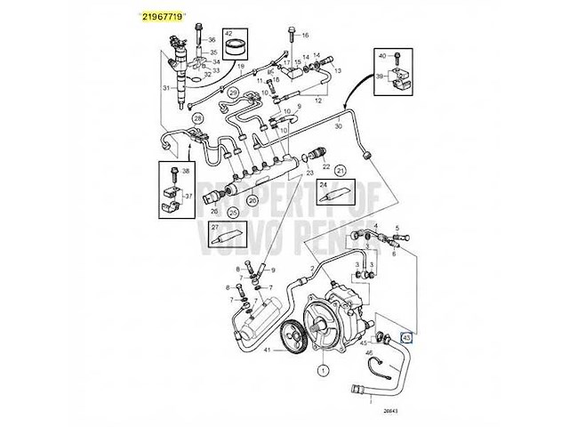 Volvo penta fixed fuel return connection hose - 21967719 - afbeelding 2 van  4