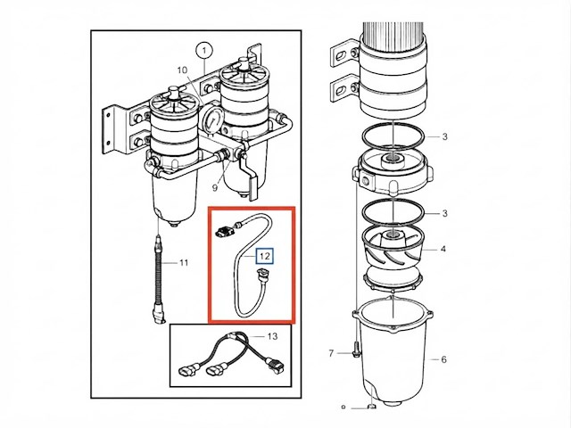 Volvo penta fuel sensor extension cable 5 meter - 21415883 - afbeelding 1 van  3
