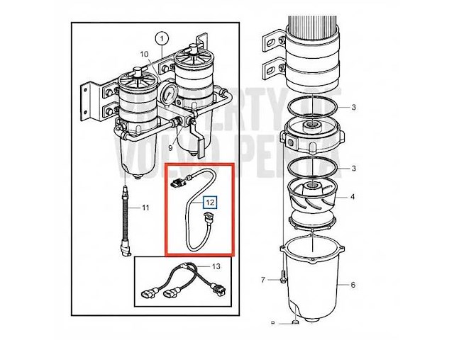 Volvo penta fuel sensor extension cable 5 meter - 21415883 - afbeelding 1 van  2