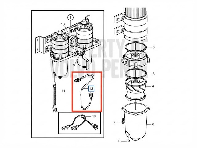Volvo penta fuel sensor extension cable 5 meter - 21415883 - afbeelding 1 van  3