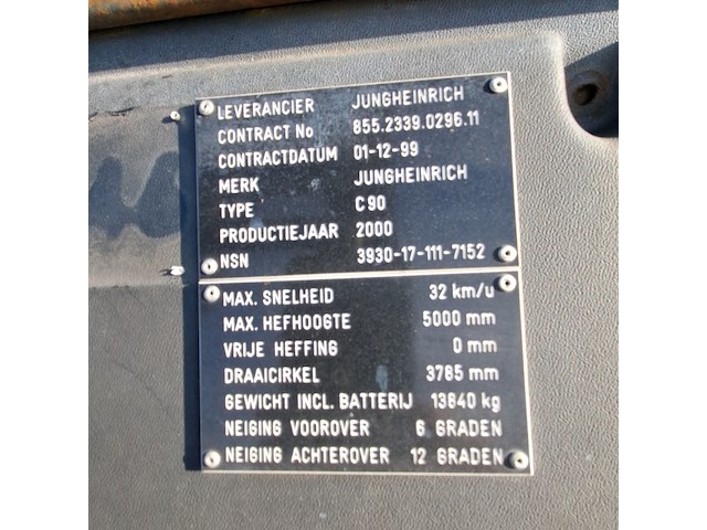 Vorkheftruck, jungheinrich, c-90, 2000 - afbeelding 28 van  34