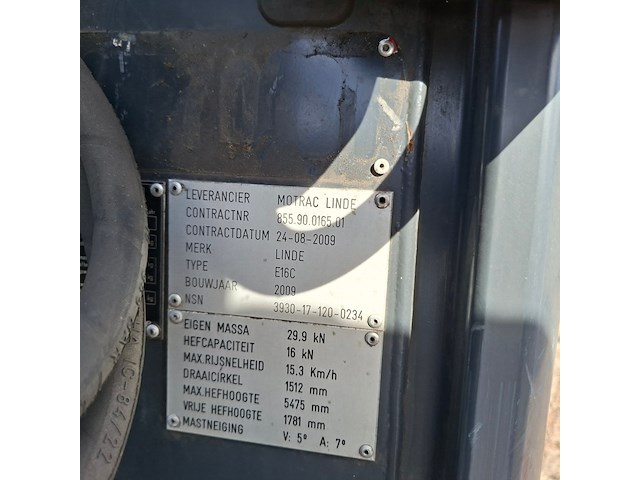 Vorkheftruck, linde motrac, e16c, 2009 - afbeelding 6 van  9