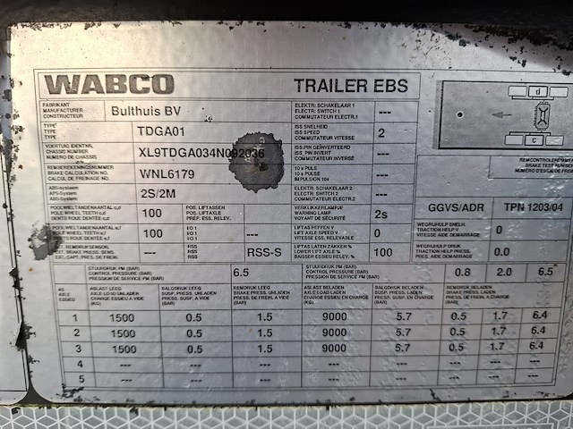 Vrachtwagen aanhanger bulthuis, tdga 03, bouwjaar 2004 - afbeelding 7 van  34
