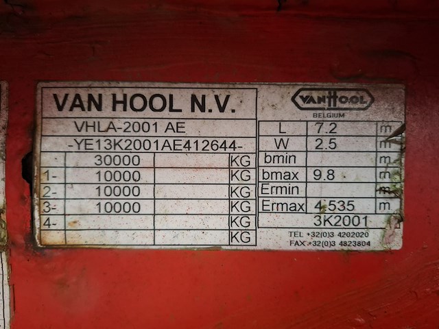 Vrachtwagen aanhanger van hool, 3k2001, bouwjaar 2008 - afbeelding 12 van  14
