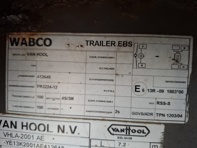 Vrachtwagen aanhanger van hool, vhla-2001-ae - afbeelding 14 van  16