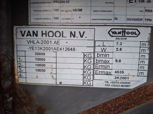 Vrachtwagen aanhanger van hool, vhla-2001-ae - afbeelding 15 van  16