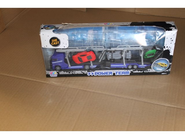 Vrachtwagen blauw met autotjes 1x op loc h034 - afbeelding 3 van  3