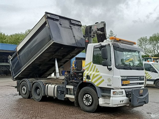 Vrachtwagen, daf, fan cf75 met laadkraan hiab xs kipper vossebelt, 2012 - afbeelding 3 van  41