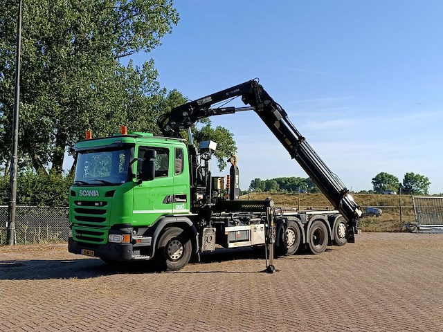 Vrachtwagen, scania, 8x2, g410 met laadkraan hiab xs 288 hipro en haakarm, 2015 - afbeelding 1 van  56