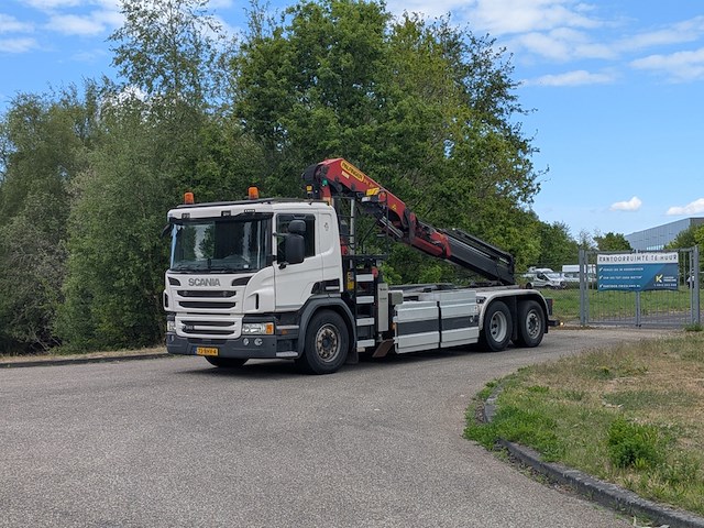Vrachtwagen, scania, p340, 2014, met autolaadkraan, palfinger pk 26002 eh en containersysteem, vdl s-21-5900 - afbeelding 1 van  57