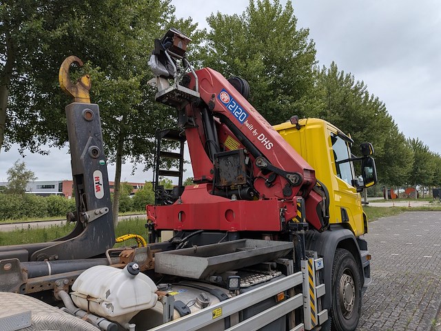 Vrachtwagen, scania, p450, 2017, met autolaadkraan, hmf 2120 en haakarmsysteem, hyva - afbeelding 11 van  39