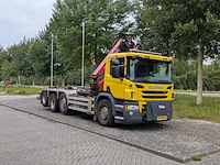 Vrachtwagen, scania, p450, 2017, met autolaadkraan, hmf 2120 en haakarmsysteem, hyva