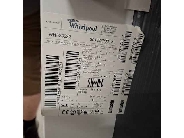 Vrieskist a++, whirlpool, whe39332 - afbeelding 9 van  9