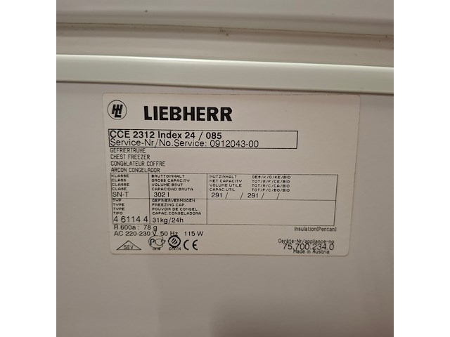Vrieskist, liebherr a++, cce2312 - afbeelding 3 van  11