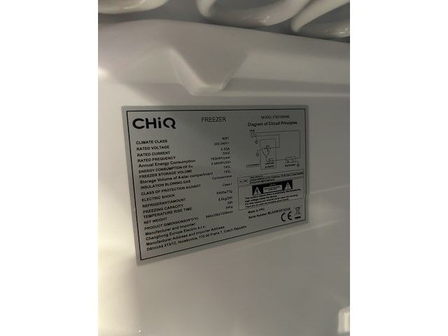Vriezer 145 liter chiq, fsd160d4e - afbeelding 3 van  3