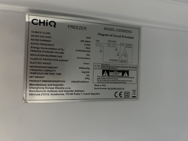 Vriezer 90 liter, chiq, csd90d4d - afbeelding 4 van  4
