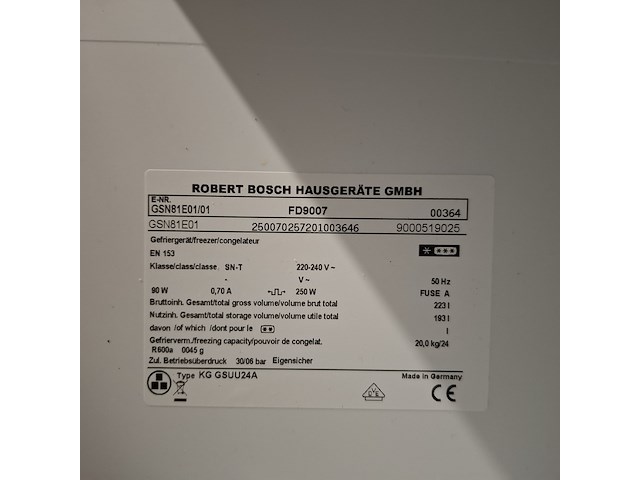 Vriezer, bosch, kg gsuu24a | nofrost | a+, wit - afbeelding 8 van  8