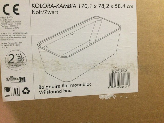 Vrijstaand bad, allibert, kolora-kambia 825352 | 170.1x78.2 cm, zwart - afbeelding 2 van  3