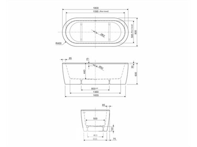 Vrijstaand bad gino - 160cm - afbeelding 4 van  4