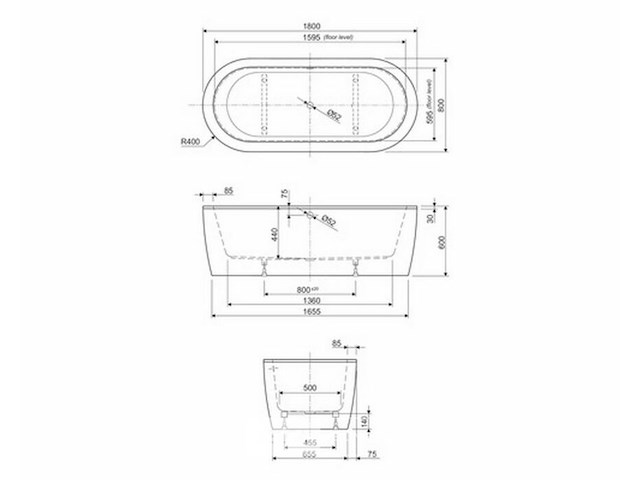 Vrijstaand bad gino - 160cm - afbeelding 4 van  4