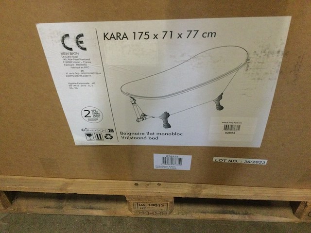 Vrijstaand bad, zonder poten, kara, 828953, wit - afbeelding 3 van  4