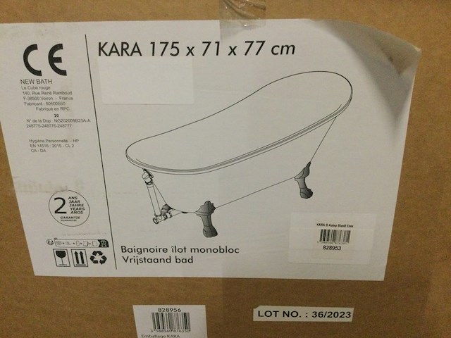 Vrijstaand bad, zonder poten, kara, 828953, wit - afbeelding 3 van  4