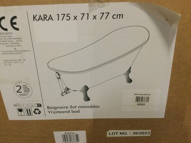Vrijstaand bad, zonder poten, kara, 828953, wit - afbeelding 3 van  4