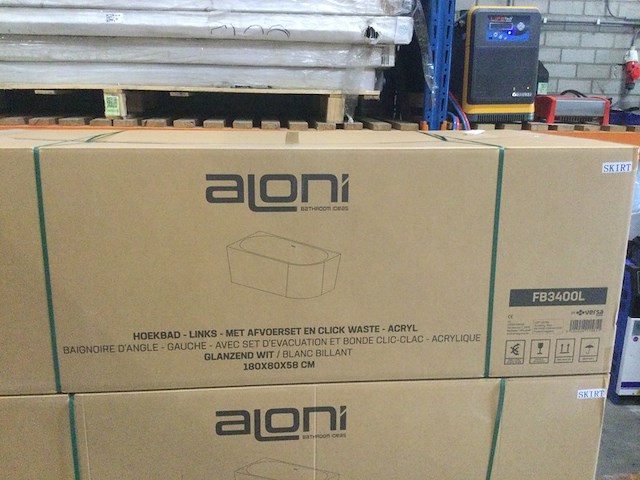 Vrijstaand hoekbad links 180x80 cm, aloni, fb3400l, wit - afbeelding 1 van  2